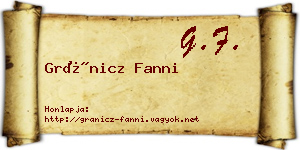 Gránicz Fanni névjegykártya