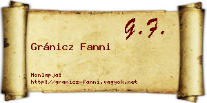 Gránicz Fanni névjegykártya